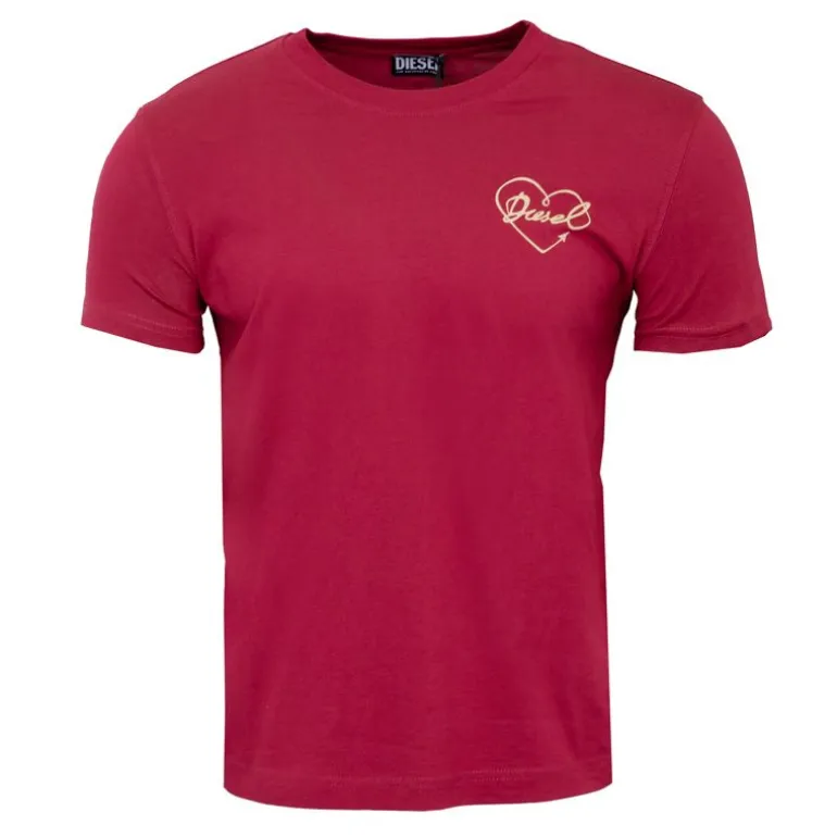 Tee shirt imprimé coeur coton rouge Homme DIESEL