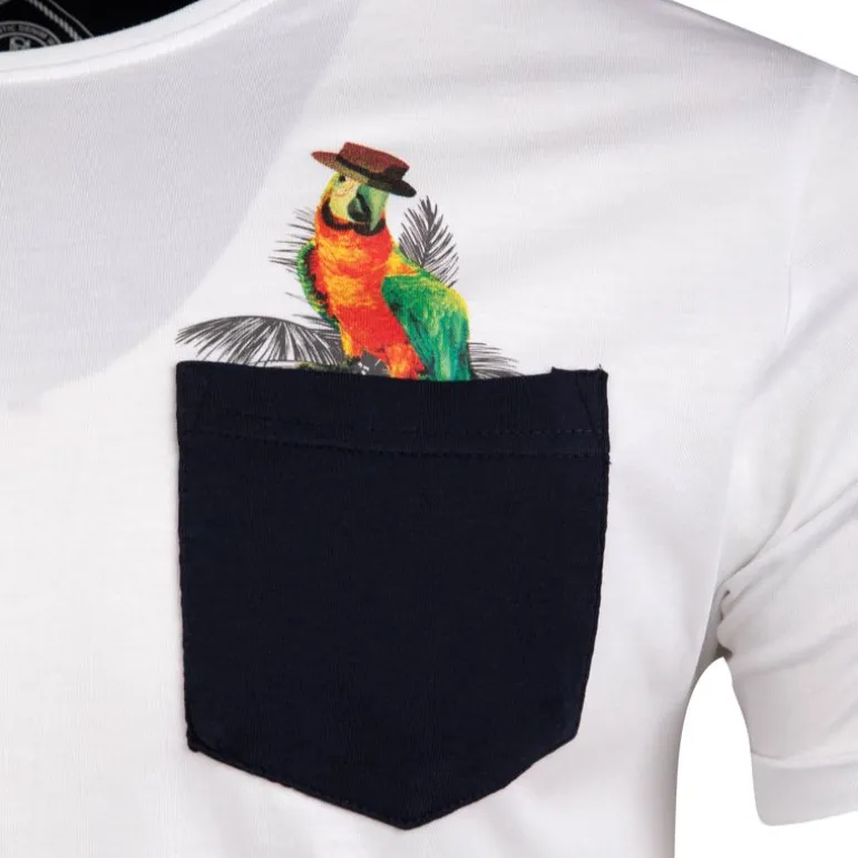 Tee shirt imprimé perroquet magenta Homme BLAGGIO