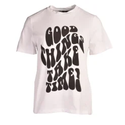 Tee shirt Jada imprimé Good things take time Femme PIECES