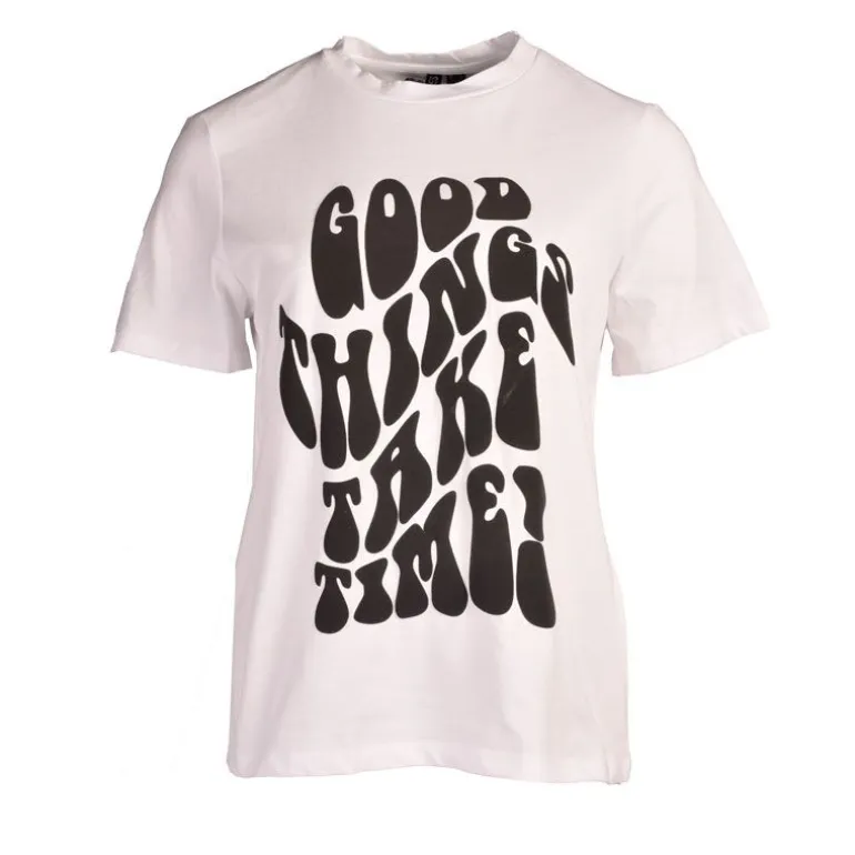 Tee shirt Jada imprimé Good things take time Femme PIECES