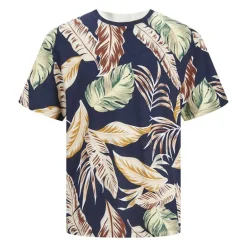 Tee shirt jeff navy blazer imprimé tropical Homme JACK & JONES