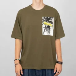 Tee shirt kaki avec imprimé photo noir blanc Homme VON DUTCH