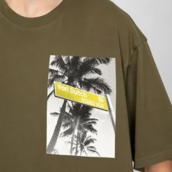 Tee shirt kaki avec imprimé photo noir blanc Homme VON DUTCH