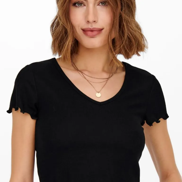 Tee shirt kika crop top col v Femme ONLY