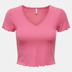 Tee shirt kika crop top col v Femme ONLY