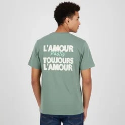 Tee shirt L'amour Pastis toujours l'amour col ras de cou vieux vert Homme JACK & JONES