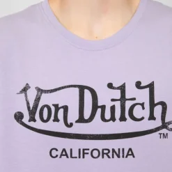 Tee shirt Lila coton chiné logo noir délavé Homme VON DUTCH