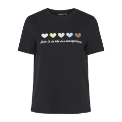 Tee shirt "Love is in the air, everywhere" Maria noir oversize Femme PIECES