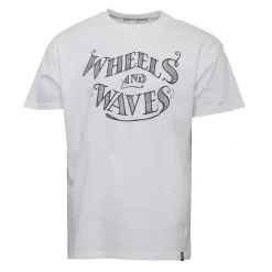 Tee shirt manches courtes imprimé manuscript blau marine Homme WHEELS AND WAVES