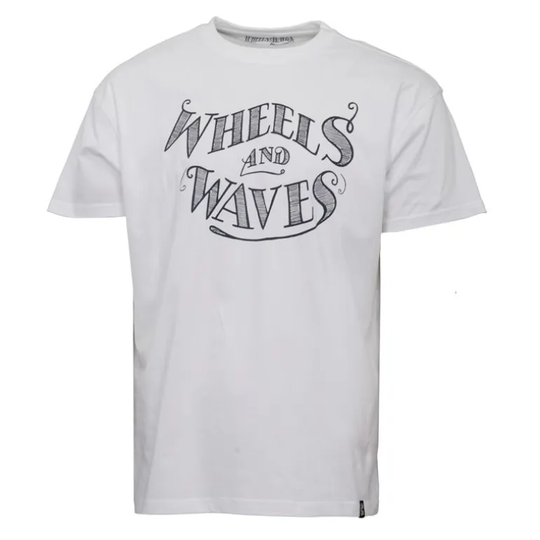 Tee shirt manches courtes imprimé manuscript blau marine Homme WHEELS AND WAVES