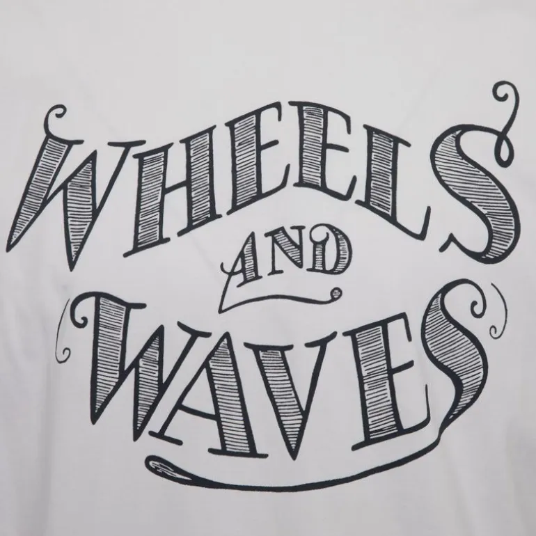 Tee shirt manches courtes imprimé manuscript blau marine Homme WHEELS AND WAVES