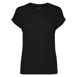 Tee shirt manches courtes à revers maille fine col rond Brianna Femme VERO MODA