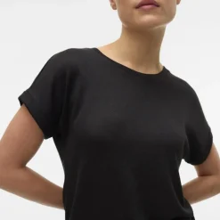 Tee shirt manches courtes à revers maille fine col rond Brianna Femme VERO MODA