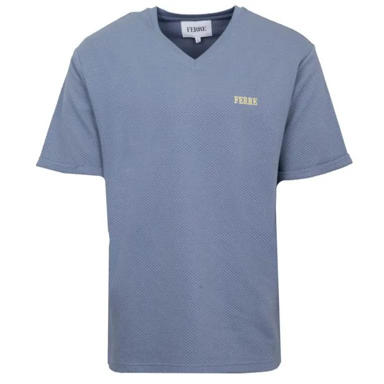 Tee shirt manches courtes col V texturé avec logo Homme GIANFRANCO FERRE