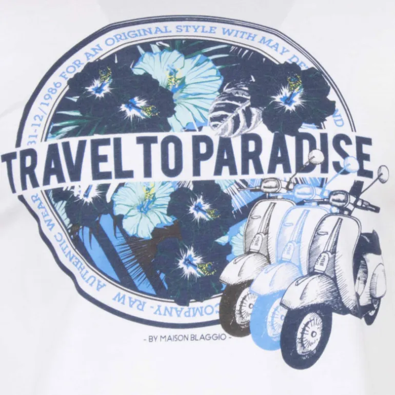 Tee shirt manches courtes imprime coton doux Paradise margot assor 24 Homme BLAGGIO