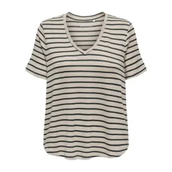 Tee shirt Manu rayé col v maille Femme ONLY