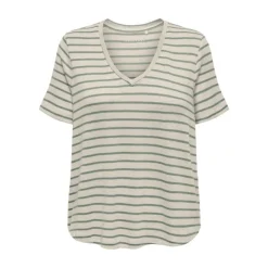 Tee shirt Manu rayé col v maille Femme ONLY