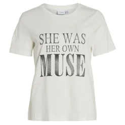 Tee shirt regular fit blanc imprimé MUSE Femme VILA