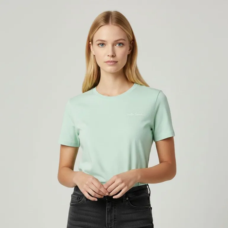 Tee shirt Texi coton couleur vert d'eau Femme ONLY