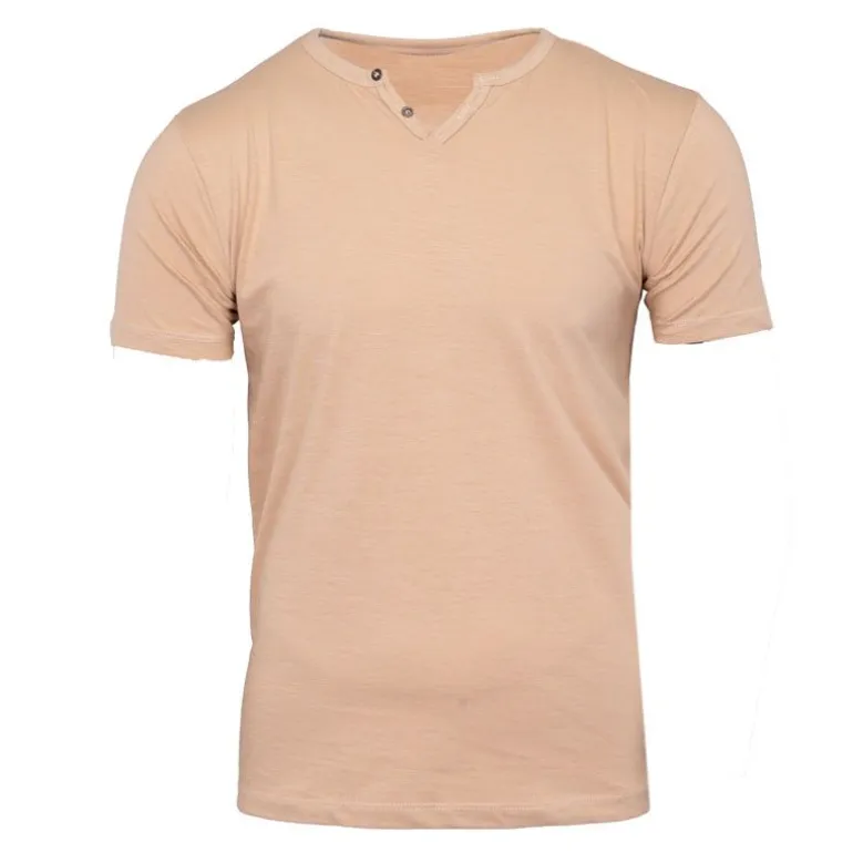 Tee shirt uni manu-b col v avec boutons Homme BLAGGIO