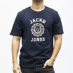 Tee shirt victo coton imprimé logo blason Homme JACK & JONES