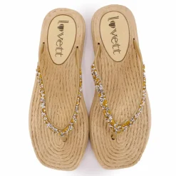 Tongs à strass semelle corde Femme LOVETT