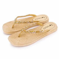 Tongs à strass semelle corde Femme LOVETT