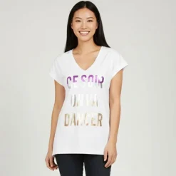 Top blanc à sequins "ce soir on va dancer " Femme IMPERIAL