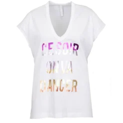 Top blanc à sequins "ce soir on va dancer " Femme IMPERIAL