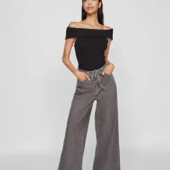 Top coton sahia black épaules dénudées Femme VILA