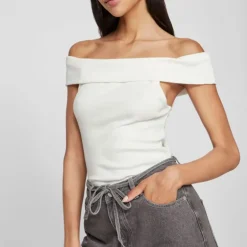 Top coton sahia black épaules dénudées Femme VILA