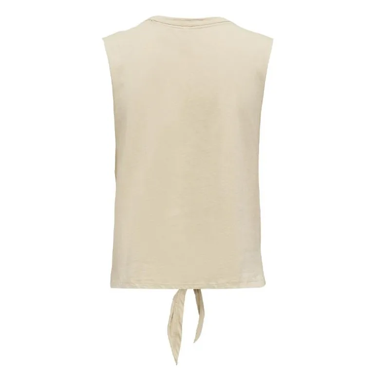 Top court beige imprimé tropical avec noeud Femme ONLY