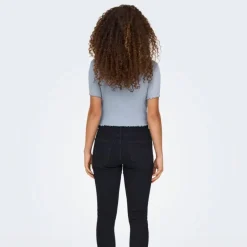 Top crop betty col v manches courtes Femme ONLY