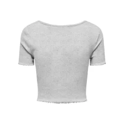 Top crop betty col v manches courtes Femme ONLY