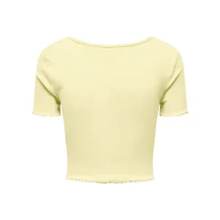 Top crop betty col v manches courtes Femme ONLY