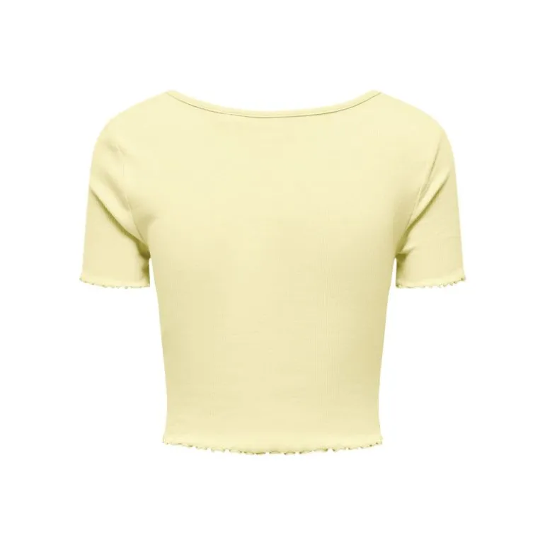 Top crop betty col v manches courtes Femme ONLY