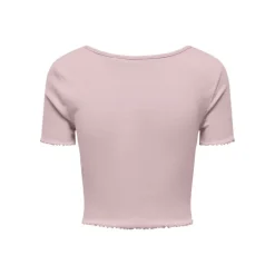 Top crop betty col v manches courtes Femme ONLY