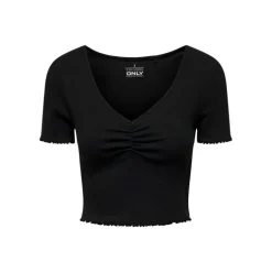 Top crop betty col v manches courtes Femme ONLY