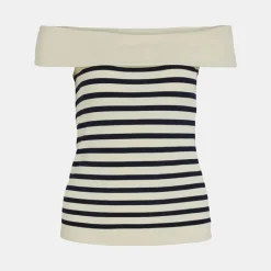 Top épaules dénudés marinière cloud dancer Femme VILA