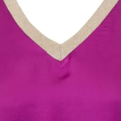 Top sans manches effet satiné col V fil doré Femme DIXIE