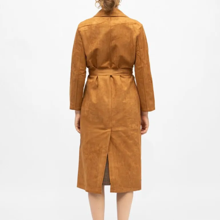 Trench long camel effet daim faragot à nouer Femme LA PETITE ETOILE