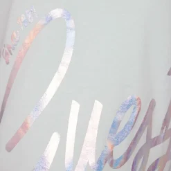 Tshirt col rond imprimé argenté avec logo manuscript Enfant GUESS