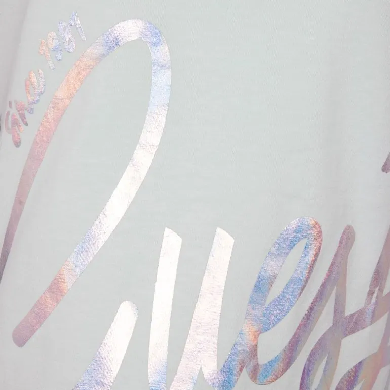 Tshirt col rond imprimé argenté avec logo manuscript Enfant GUESS