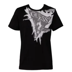 Tshirt noir coton imprimé noir et blanc manches courtes Enfant GUESS