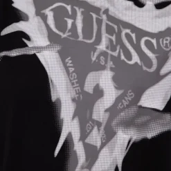 Tshirt noir coton imprimé noir et blanc manches courtes Enfant GUESS