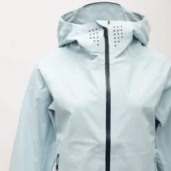 Veste bleu ciel avec capuche softshell fermeture zippée noire Femme ROSSIGNOL