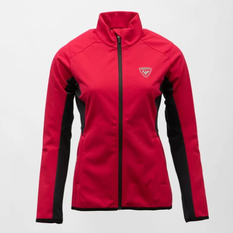 Veste col cheminée softshell bi color rouge zip noir femme Femme ROSSIGNOL
