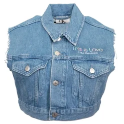Veste crop top sans manches jean "This is Love" Femme CALVIN KLEIN