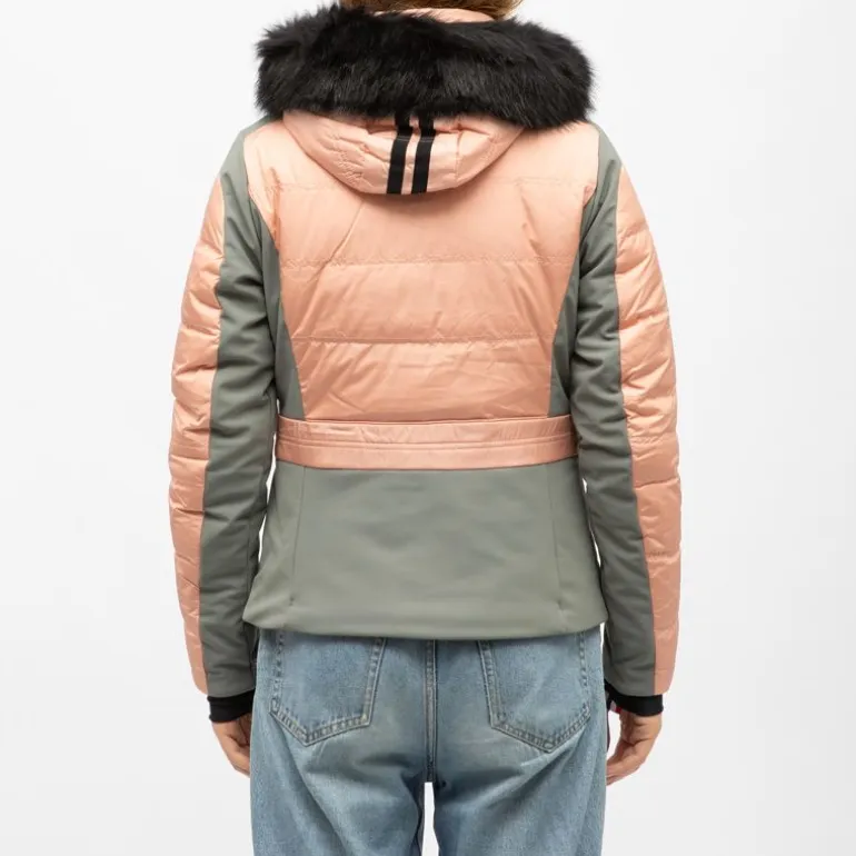 Veste de ski bi color à capuche fausse fourrure avec zip Femme ROSSIGNOL