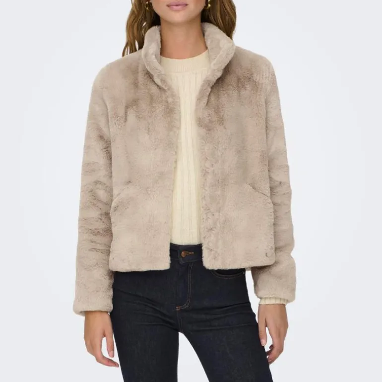 Veste fausse fourrure Vida col montant Femme ONLY